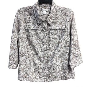 CJ Banks Women’s XL Jacket 3/4 Sleeve Brown/white